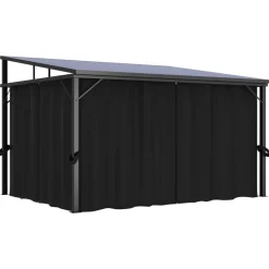 Huvimaja verhoilla 405x294x244 cm antrasiitti