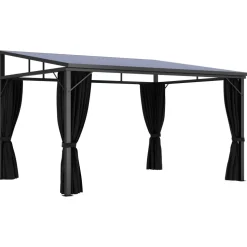 Huvimaja verhoilla 405x294x244 cm antrasiitti