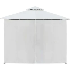 Huvimaja verhoilla 600x298x270 cm 180 g/m² valkoinen