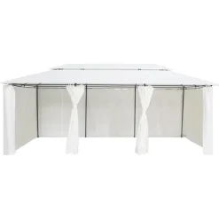 Huvimaja verhoilla 600x298x270 cm 180 g/m² valkoinen