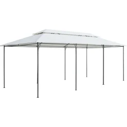 Huvimaja verhoilla 600x298x270 cm 180 g/m² valkoinen