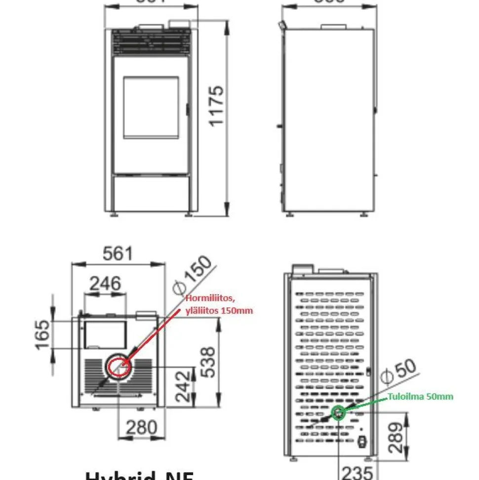 Hybriditakka Bronpi HYBRID-Ne 10kW, musta