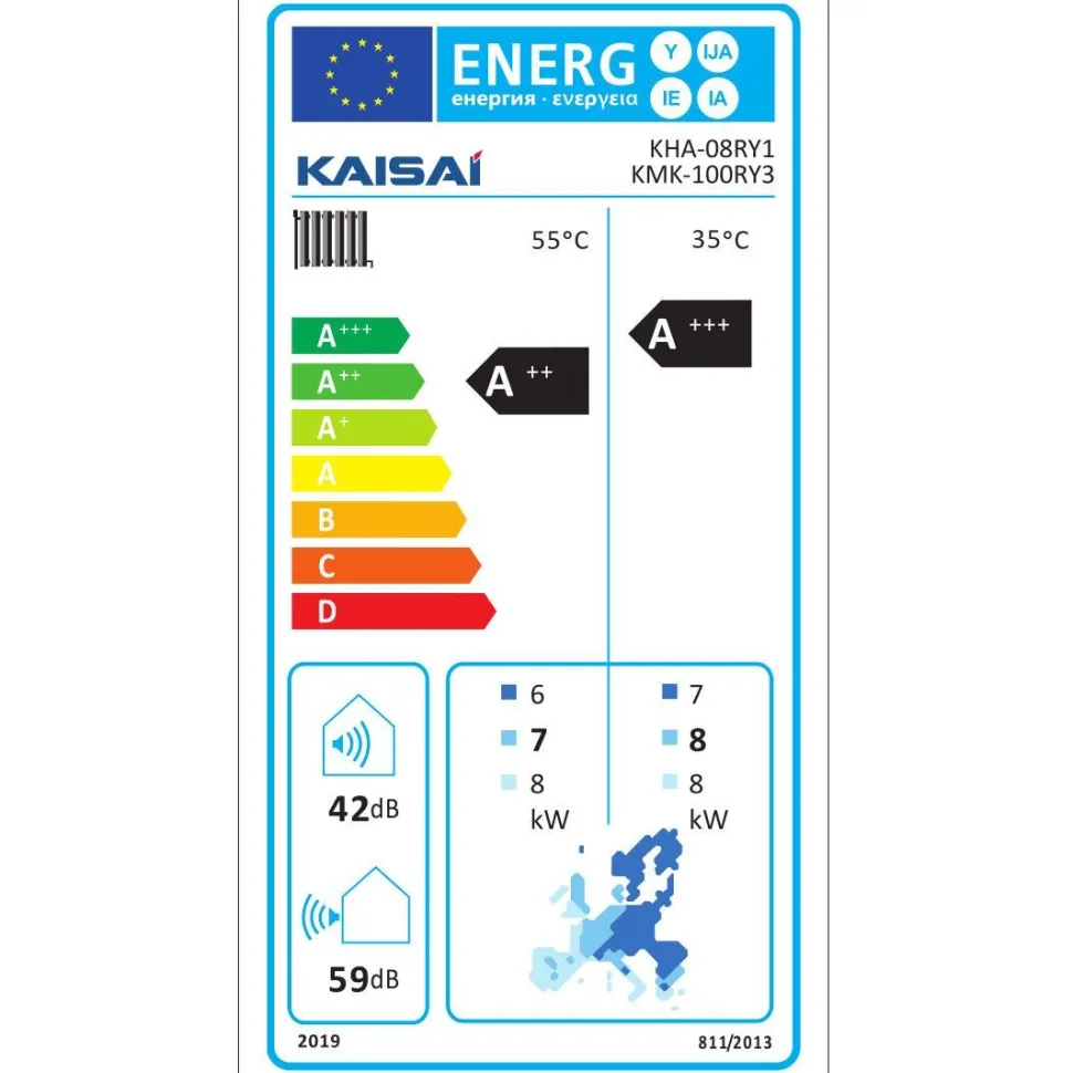 Ilma-vesilämpöpumppu Kaisai DUO KMK-240L-100RY3/KHA-08RY1-B, 8kW