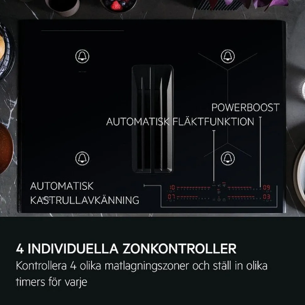 Induktioliesitaso liesituulettimella AEG GCH74B01CB, 70cm, musta