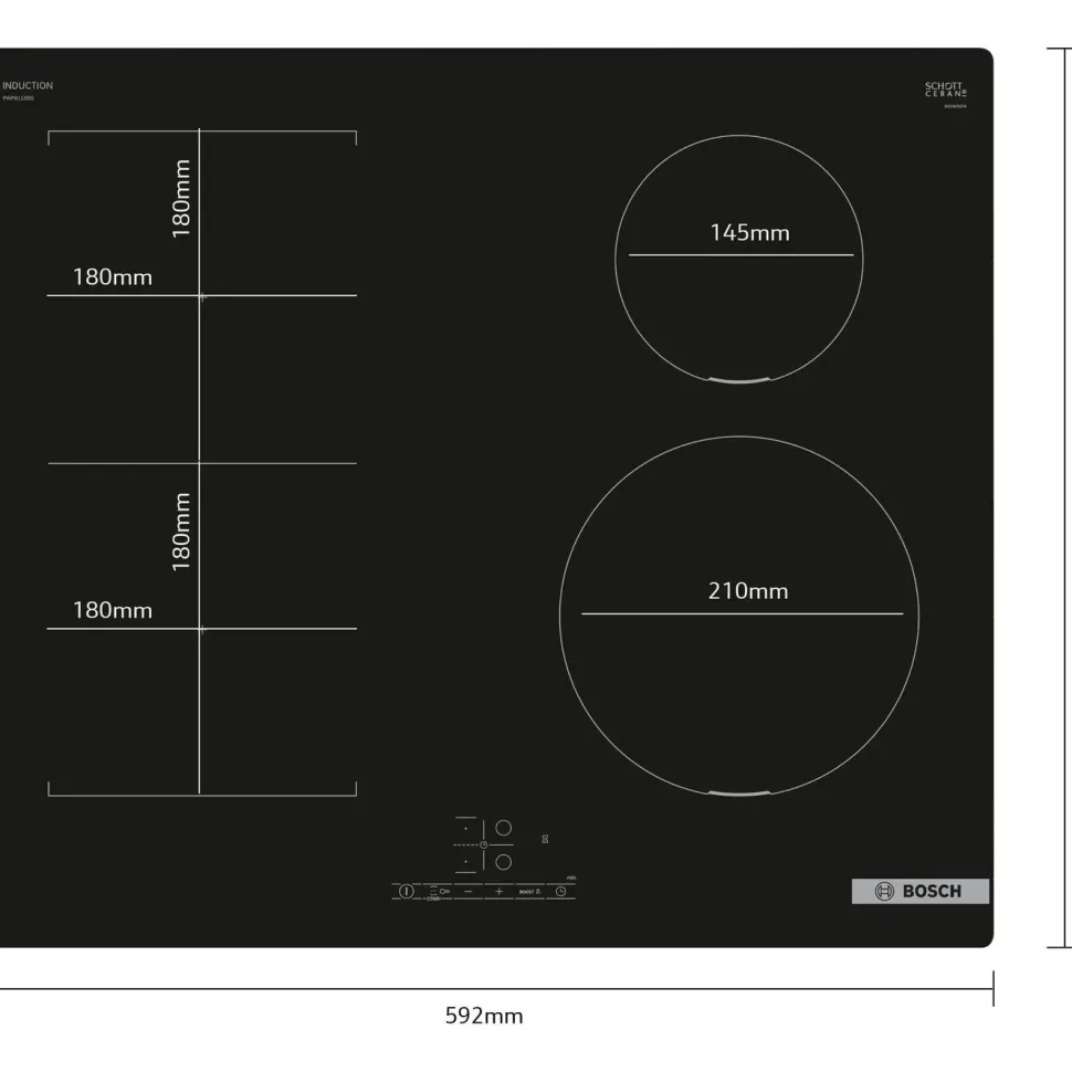 Induktiotaso Bosch Combizone Serie 4 PWP611BB5E 60cm