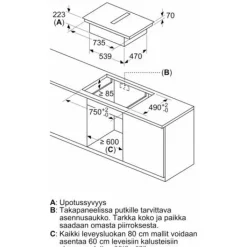 Induktiotaso liesituulettimella Bosch Serie 6 PVQ811H26E 80cm
