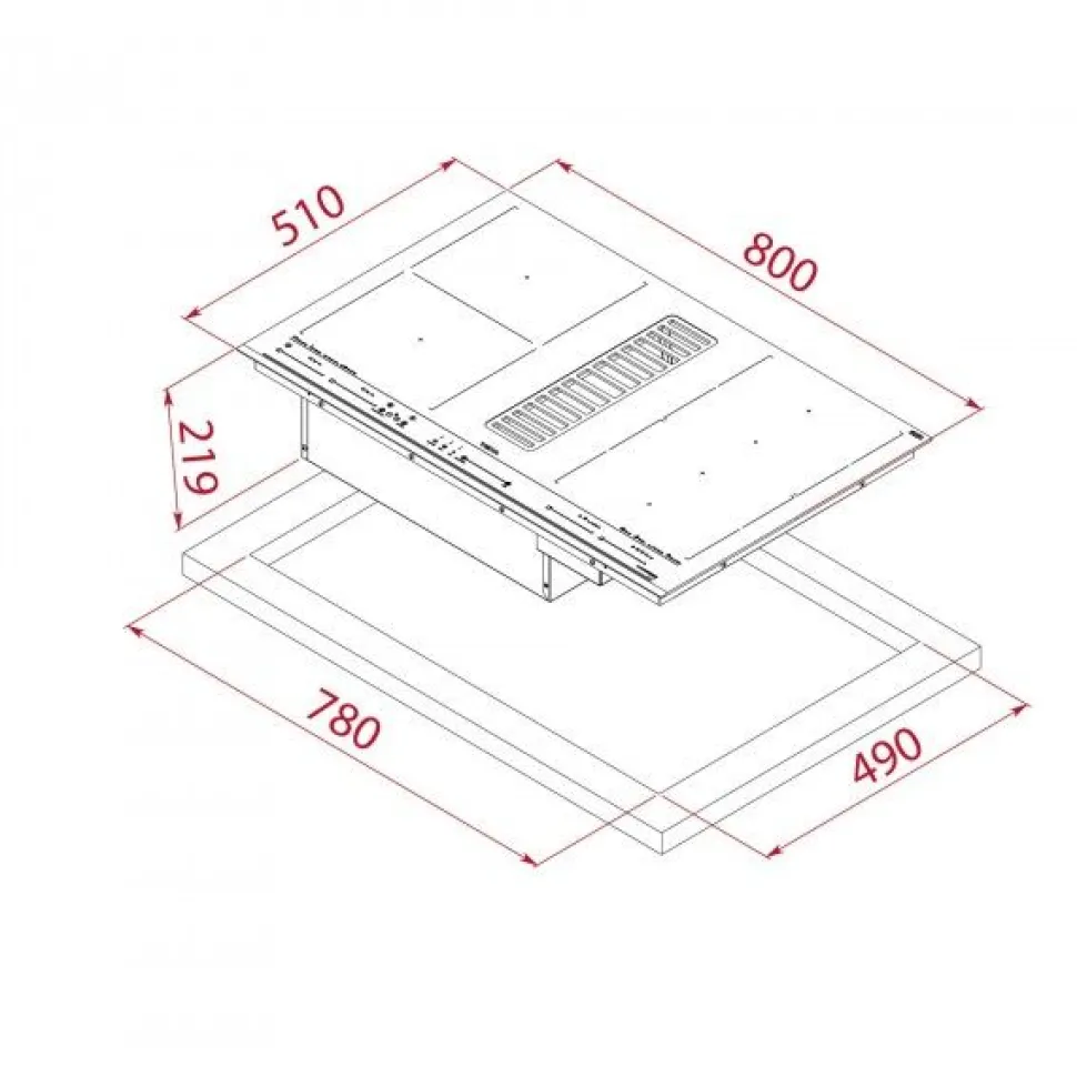 Induktiotaso liesituulettimella Teka AFF87601MSTBK, 800x510 mm, musta
