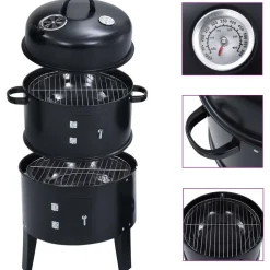 3-in-1 hiilisavustin bbq-grilli 40x80 cm