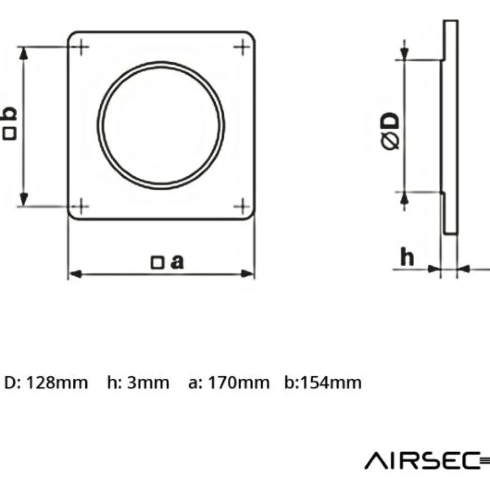 IV-kanavan läpivientilevy Airsec 125 mm, muovi