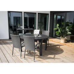 Jatkettava ruokapöytä Venture Home Marbella, ø140cm, musta