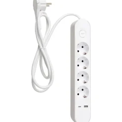 Jatkojohto Airam Trend, 4-osainen + USB-A + USB-C, 1.4m