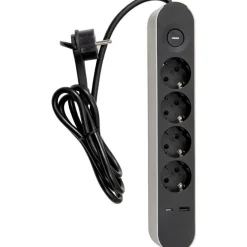 Jatkojohto Airam Trend, 4-osainen + USB-A + USB-C, 1.4m