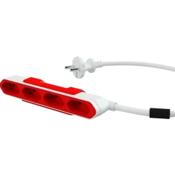 Jatkojohto Allocacoc PowerBar 15m 4-osainen punainen/valkoinen