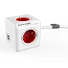 Jatkojohto Allocacoc PowerCube Extended USB 1,5m 4-osainen + 2 x USB-A punainen/valkoinen