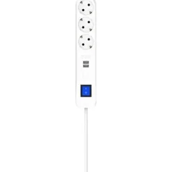 Jatkojohto Gelia 3+2 Kombi 3m 3-osainen + 2xUSB-A + kytkin valkoinen