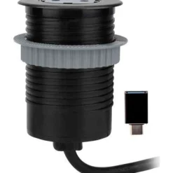 Jatkojohto Gelia Pöytäyksikkö 1+1 1,5m 1-osainen + 1xUSB-C + USB-A adapteri musta