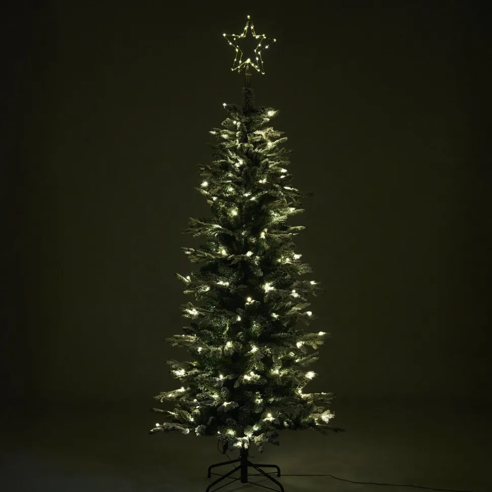 Joulukuusi Nordic Winter, kapea PE/PVC, lumella ja valoilla, luokka A, 180x86cm