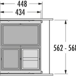 Jätevaunu Savo CARGO 60cm 2x13 + 1x28 l
