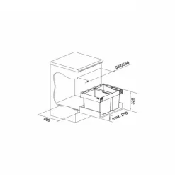 Jäteyksikkö Blanco Flexon II Low 60/2, 1x19L + 1x30L, harmaa