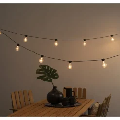 Juhlavalosarja Konstsmide, IP44, 10 x LED, musta/amber, himmennin