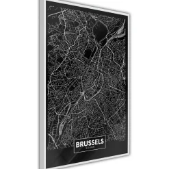 Juliste Artgeist Dark Map of Brussels kehyksillä eri kokoja