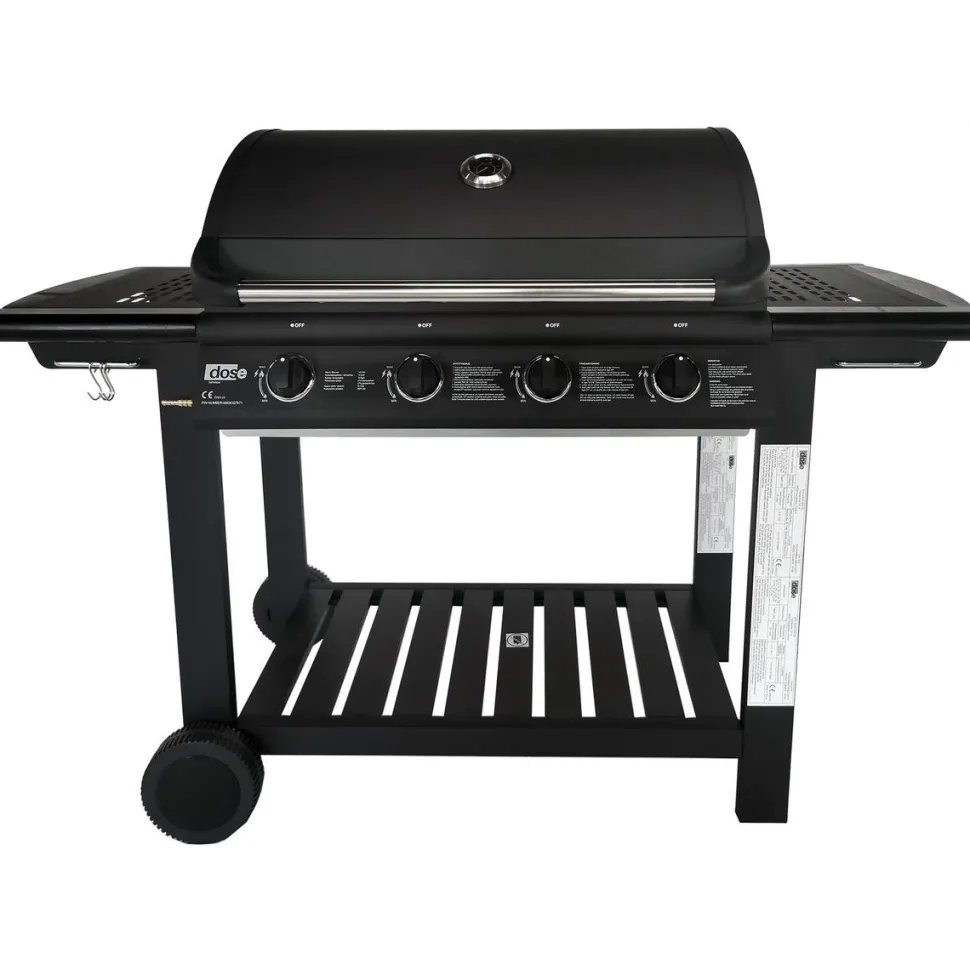 Kaasugrilli Dose Barbeque, 4 poltinta, puutaso, musta