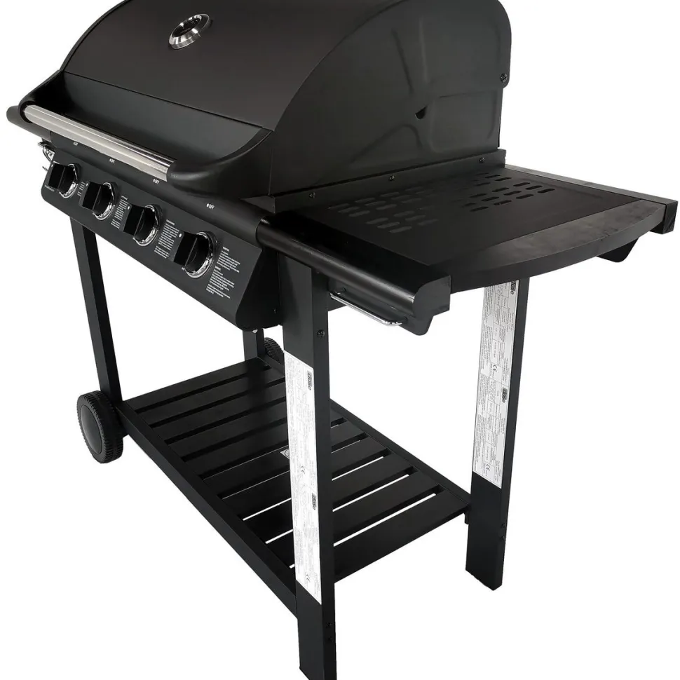 Kaasugrilli Dose Barbeque, 4 poltinta, puutaso, musta