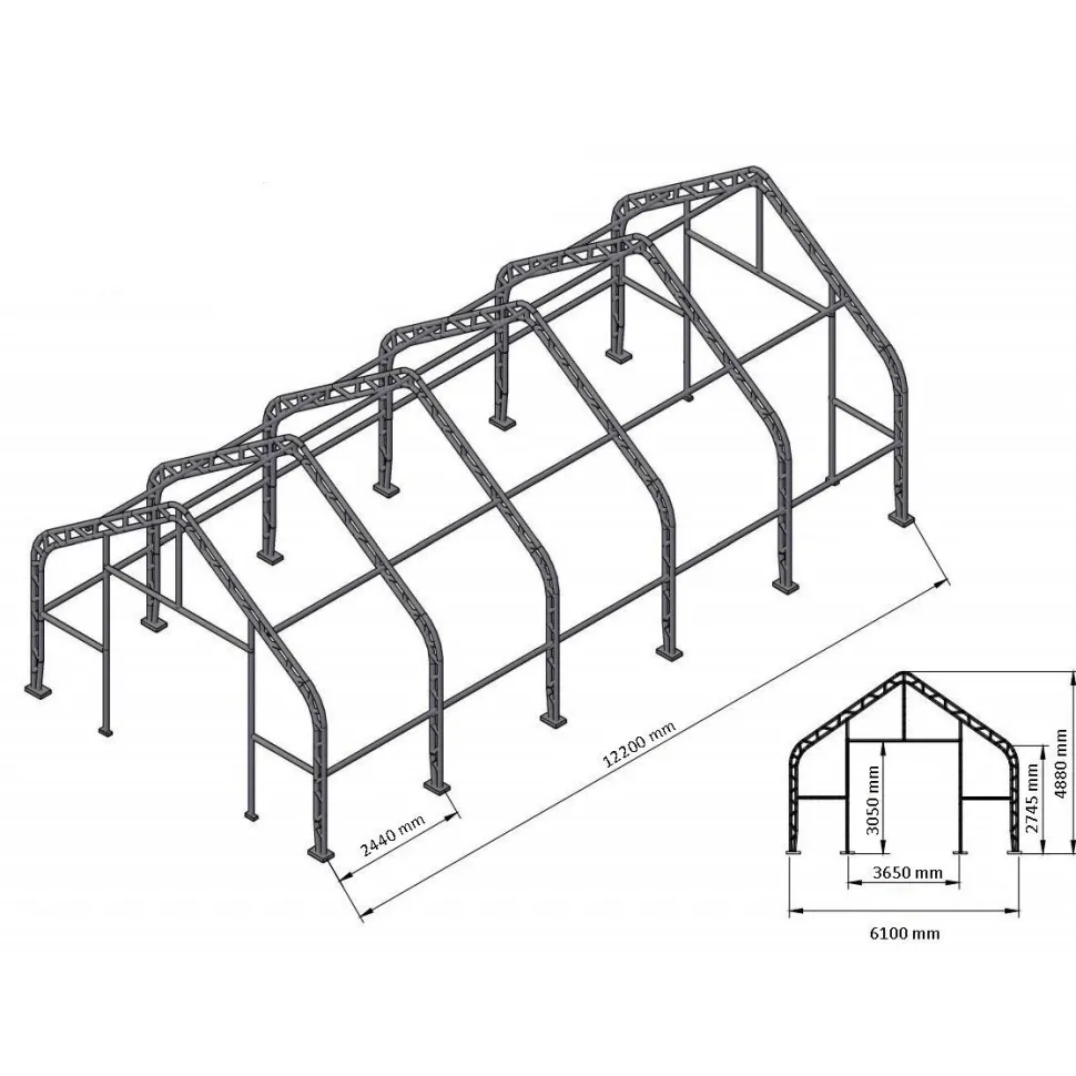 Kalustohalli Ranch Premium 6,1x12,2x4,88 m 900 g