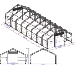 Kalustohalli Ranch Premium, 9.15x24.4x6.1m, 900g pvc, harmaa