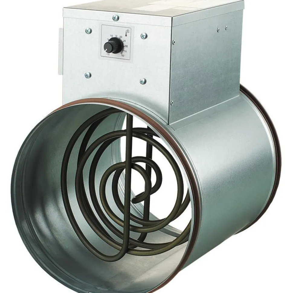 Kanavalämmitin Airsec NK 160-1.2-1 U, 160 mm/1.2 kW, integroitu termostaatti