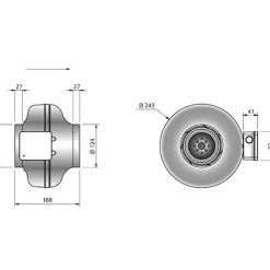 Kanavapuhallin Östberg CK 125 C1, IV-kanavan halkaisija 125 mm