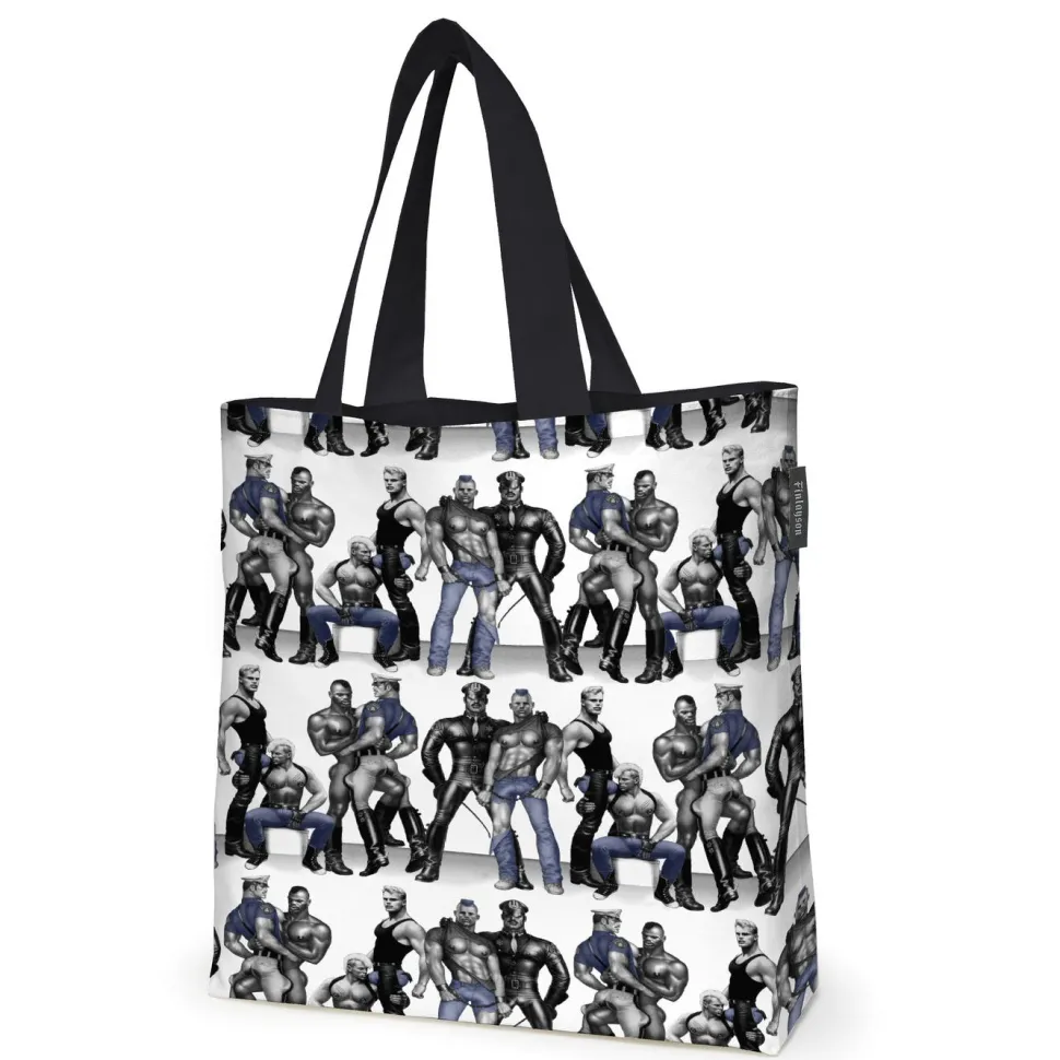 Kangaskassi Finlayson Tom Of Finland Blue Squad, 45x42cm, musta/sininen