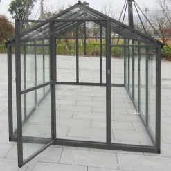 Kasvihuone AB Polar Elegant 5,7m², turvalasit, harmaa alumiinirunko