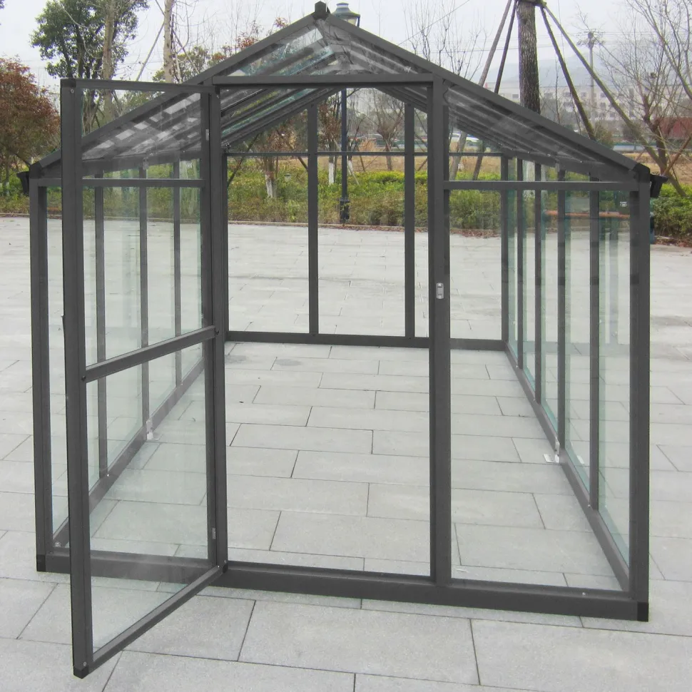 Kasvihuone AB Polar Elegant 5,7m², turvalasit, harmaa alumiinirunko