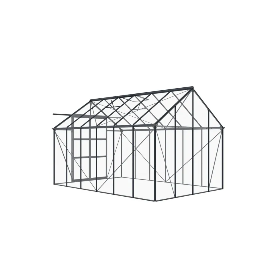 Kasvihuone AB Polar, 8.94m², turvalaseilla, tummanharmaa runko