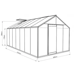 Kasvihuone ACD Prestige 15,9 m² turvalasi/alumiini + sokkeli