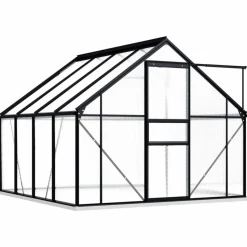 Kasvihuone alumiinirungolla 4,75 m², 190x250x202 cm, antrasiitti