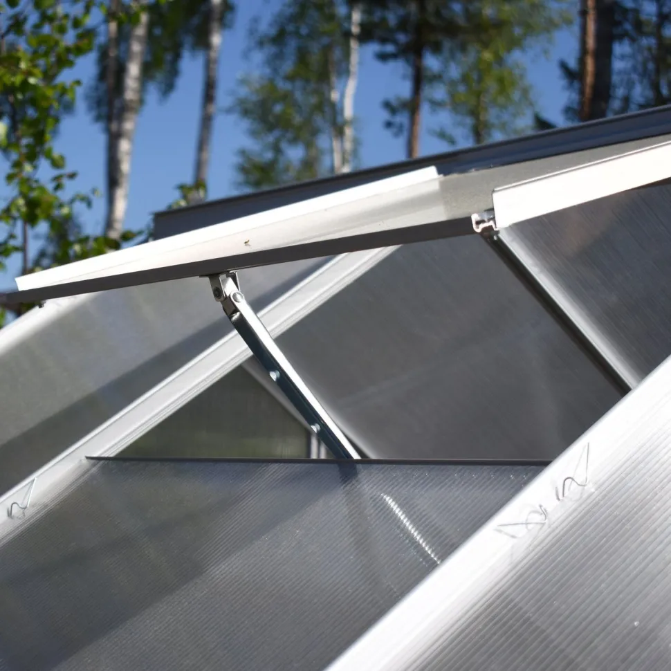 Kasvihuone Green Land 8,2 m² 4 mm kennolevyllä musta alumiinirunko