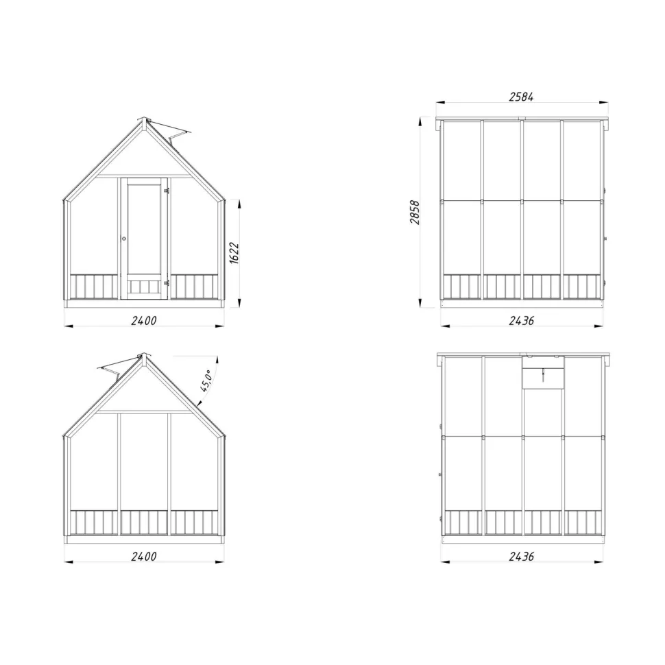 Kasvihuone Palmako Emilia 5,4 m2, turvalasi, puurunko