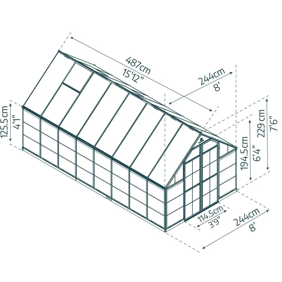 Kasvihuone Palram-Canopia Balance, 11.9m², 8x16ft, eri värejä