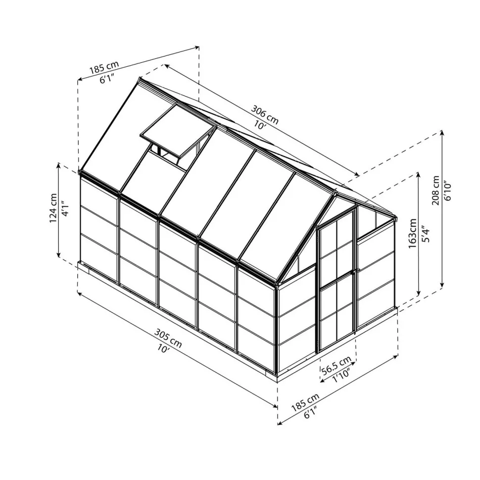 Kasvihuone Palram-Canopia Hybrid 5,7 m² 6x10 ft hopea