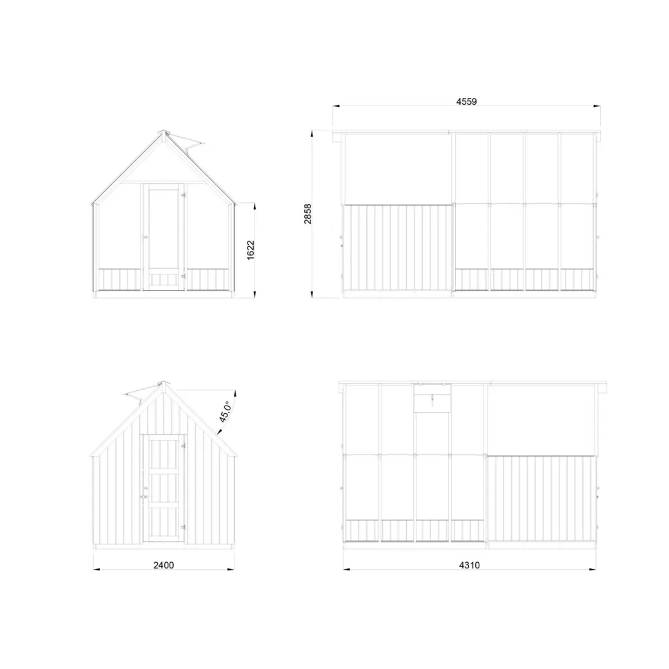 Kasvihuone vajalla Palmako Emilia 5,4+4,0 m2