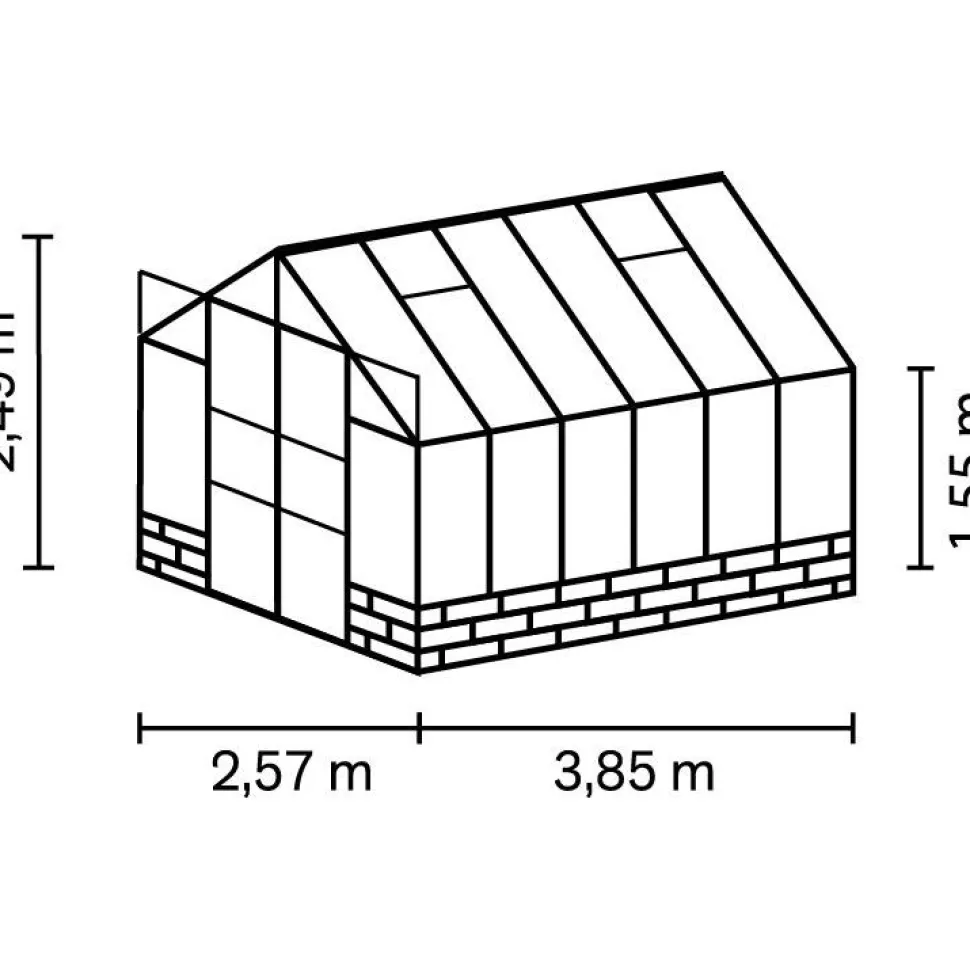 Kasvihuone Vitavia Cassandra 9.9m² alumiinirunko lasi musta
