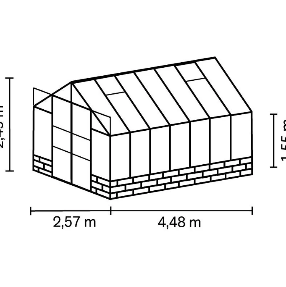 Kasvihuone Vitavia Cassandra 11.5m² alumiinirunko lasi musta