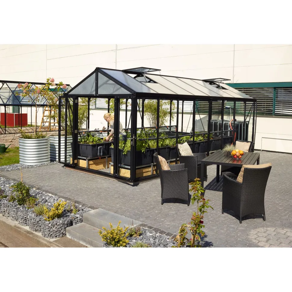Kasvihuone Vitavia Poseidon 15700 15,7 m² turvalasi/musta kennolevykatto