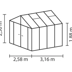 Kasvihuone Vitavia Poseidon 8.1m² alumiinirunko musta