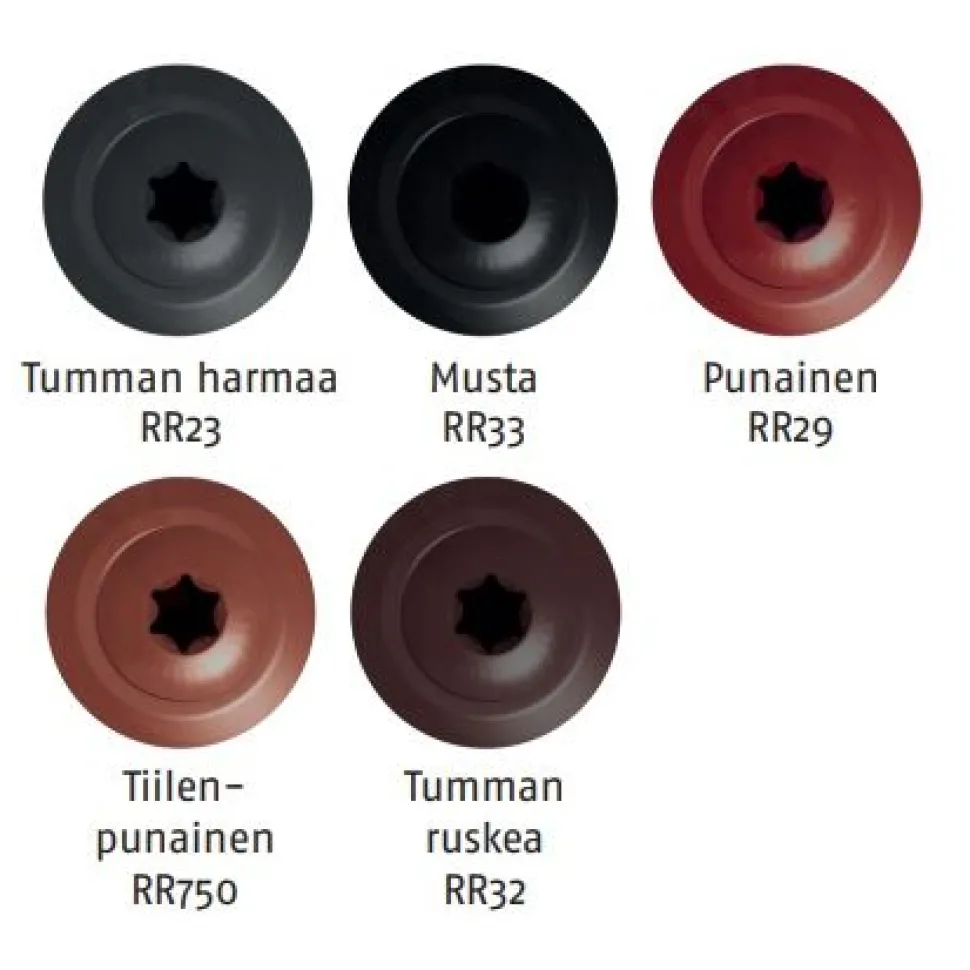 Kateruuvi Ruukki Viktoria, 4.8x28mm, torx, 100 kpl, eri värejä