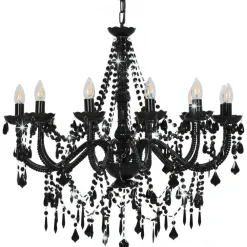 Kattokruunu helmillä musta 12 x e14 polttimot