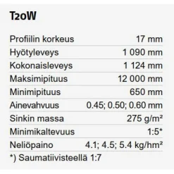 Kattopelti Ruukki R-T20-30W-1090, 0.5mm, polyesteri, eri värejä