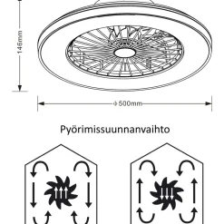 Kattotuuletinvalaisin FocusLight Panama Ø50cm, CCT